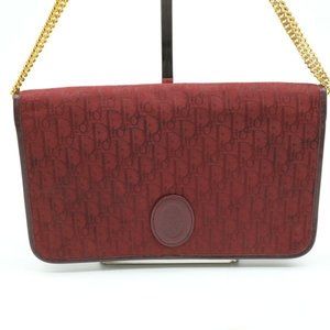 Dior  Lock Bag Christian Shoulder Chain Push Bordeaux Leather Trotter